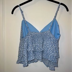 Blue and white cropped shirt